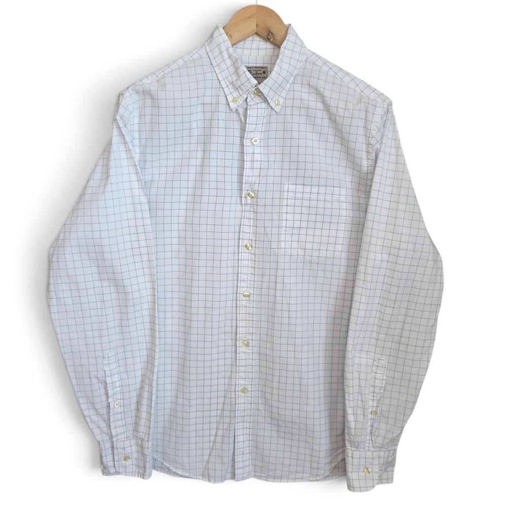 J. Crew Mens Medium Shirt Blue White Windowpane Grid Button Down 100% Cotton M